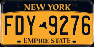 NY license plate FDY9276
