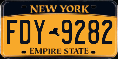 NY license plate FDY9282