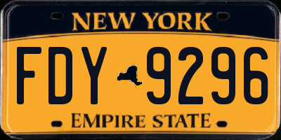 NY license plate FDY9296