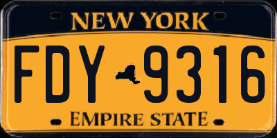 NY license plate FDY9316