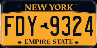 NY license plate FDY9324