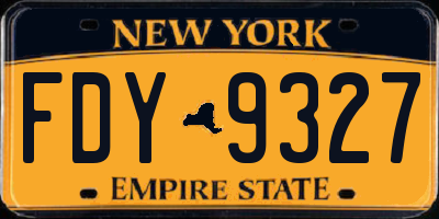 NY license plate FDY9327
