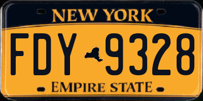 NY license plate FDY9328