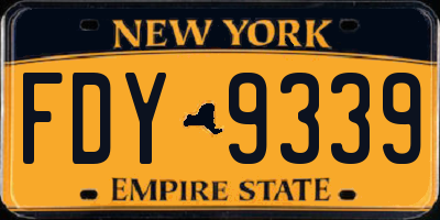 NY license plate FDY9339