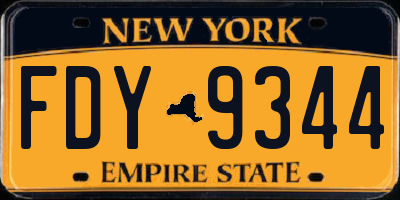 NY license plate FDY9344