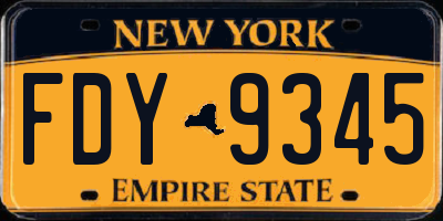 NY license plate FDY9345