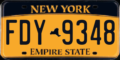 NY license plate FDY9348