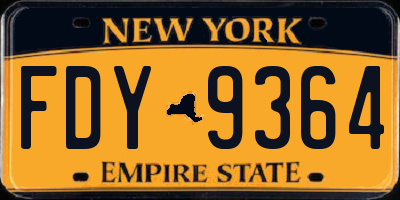 NY license plate FDY9364