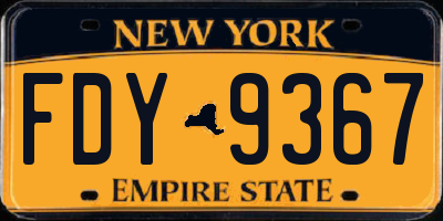 NY license plate FDY9367