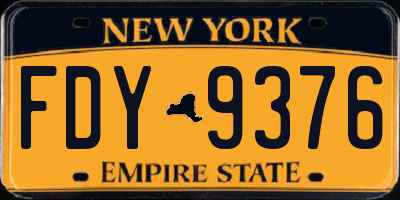 NY license plate FDY9376