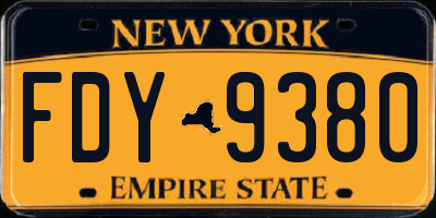 NY license plate FDY9380