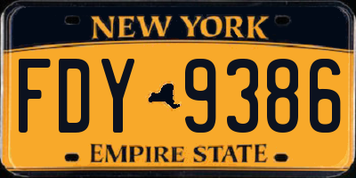 NY license plate FDY9386