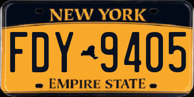 NY license plate FDY9405
