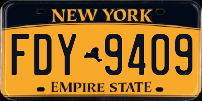 NY license plate FDY9409