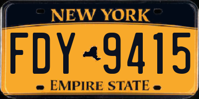 NY license plate FDY9415
