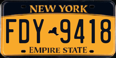 NY license plate FDY9418