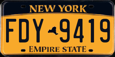 NY license plate FDY9419