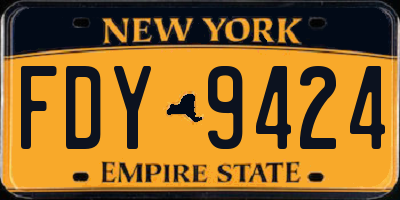 NY license plate FDY9424
