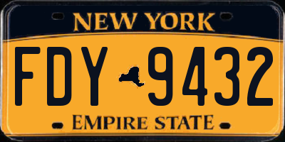 NY license plate FDY9432