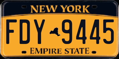 NY license plate FDY9445