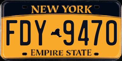NY license plate FDY9470