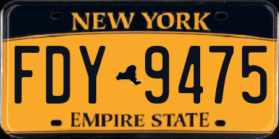 NY license plate FDY9475