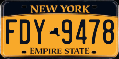 NY license plate FDY9478