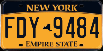 NY license plate FDY9484