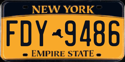 NY license plate FDY9486