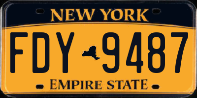 NY license plate FDY9487