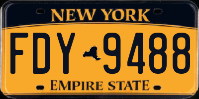 NY license plate FDY9488