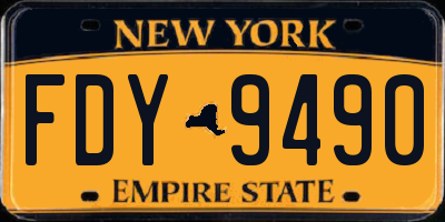 NY license plate FDY9490