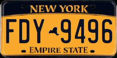 NY license plate FDY9496