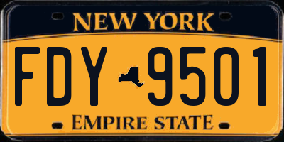 NY license plate FDY9501