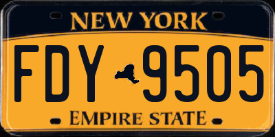 NY license plate FDY9505