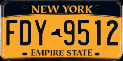 NY license plate FDY9512