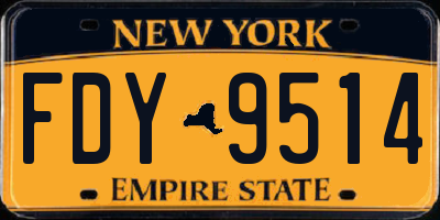 NY license plate FDY9514