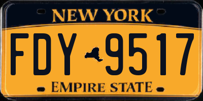 NY license plate FDY9517