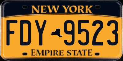 NY license plate FDY9523