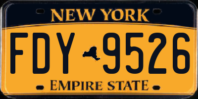 NY license plate FDY9526