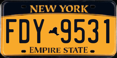 NY license plate FDY9531