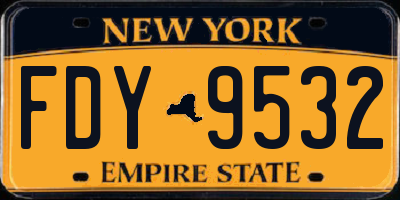 NY license plate FDY9532
