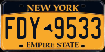 NY license plate FDY9533