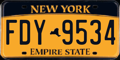 NY license plate FDY9534