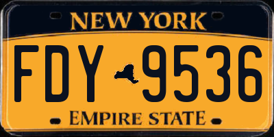 NY license plate FDY9536