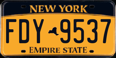 NY license plate FDY9537