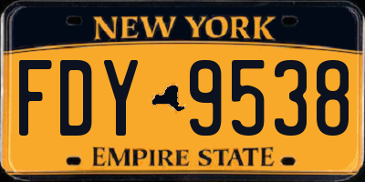 NY license plate FDY9538