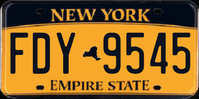 NY license plate FDY9545