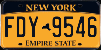 NY license plate FDY9546