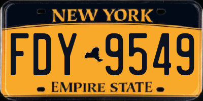 NY license plate FDY9549